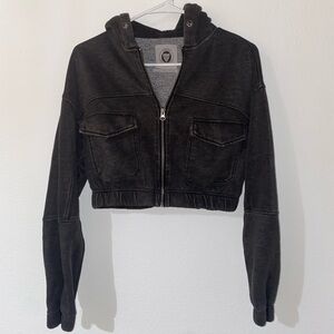 UO Cropped Gray Hoodie Jacket